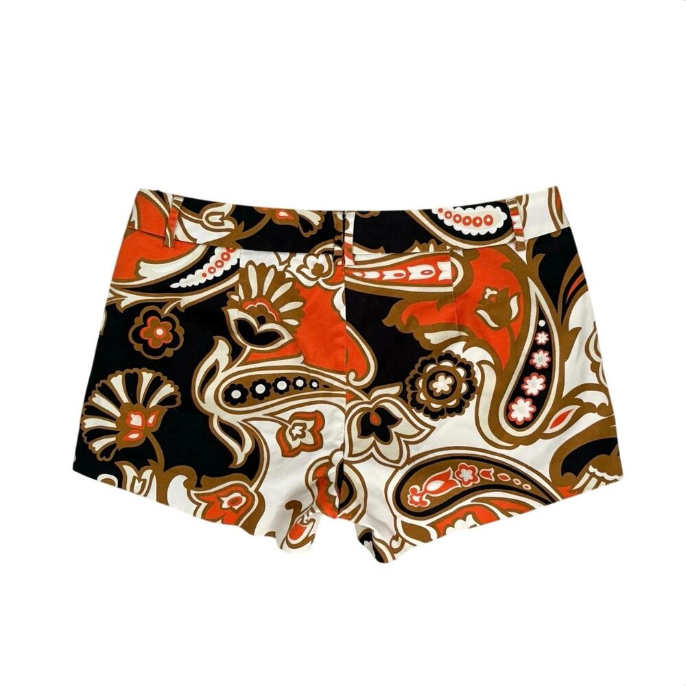 J.Crew Stretch Shorts Paisley Print Orange Brown Mid Rise Women’s Size 6 Retro - Picture 3 of 7